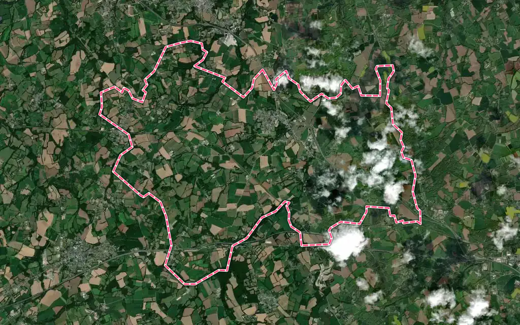 Vue satellite de Pédernec avec ses contours administratifs