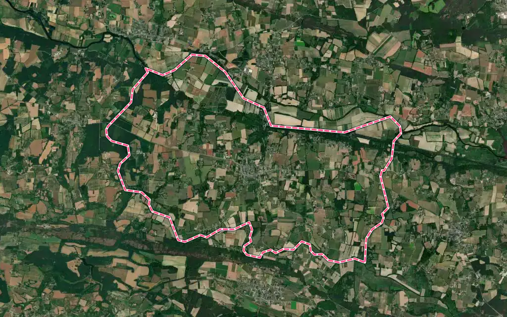 Vue satellite de Peillac avec ses contours administratifs