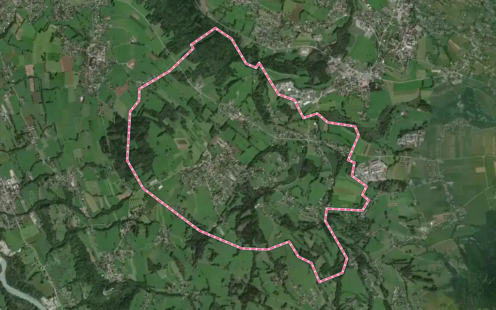 Vue satellite de Peillonnex avec ses contours administratifs