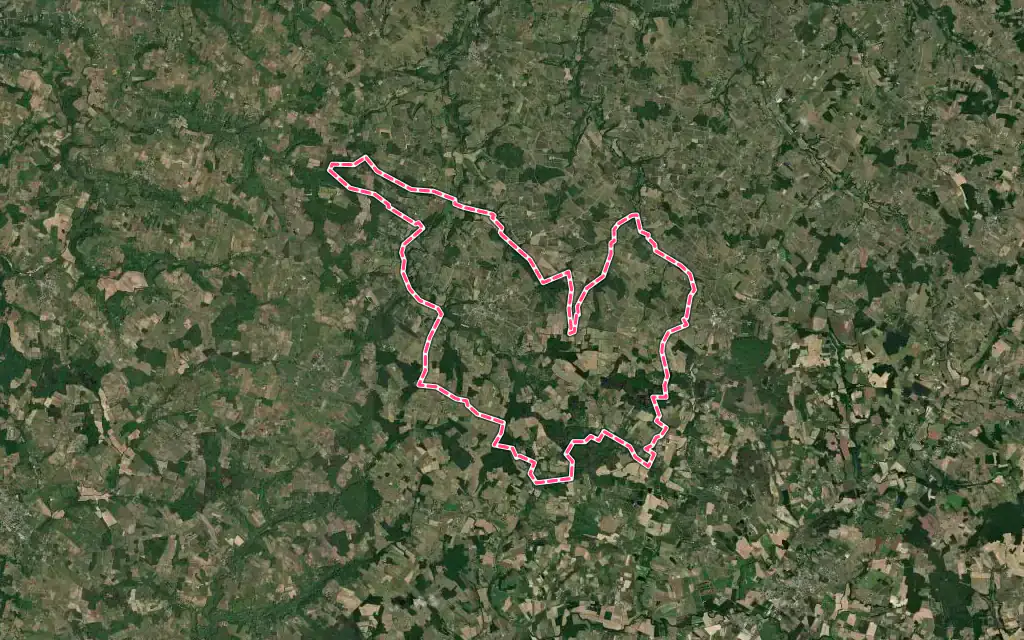 Vue satellite de Pellegrue avec ses contours administratifs