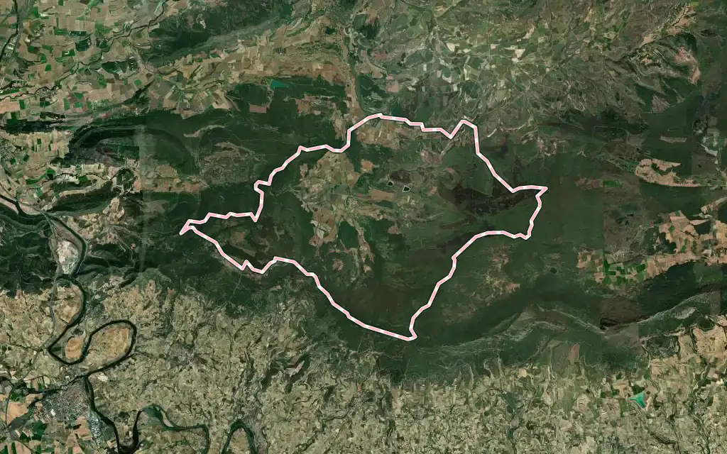 Vista satélite de Peñacerrada-Urizaharra con su contorno administrativo