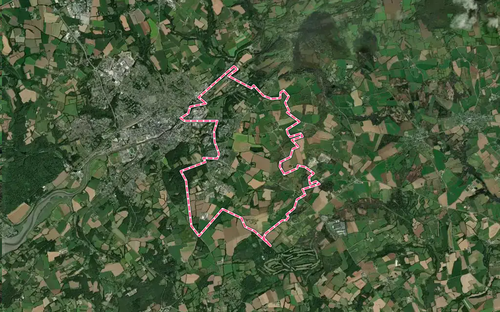 Vue satellite de Pencran avec ses contours administratifs