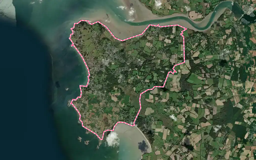 Vue satellite de Pénestin avec ses contours administratifs