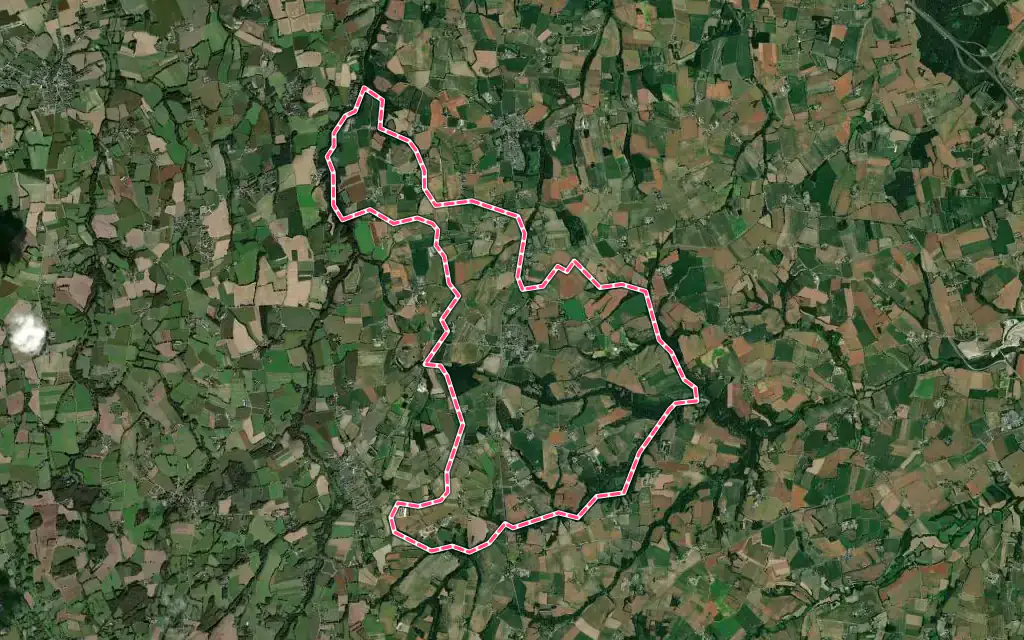 Vue satellite de Penguily avec ses contours administratifs