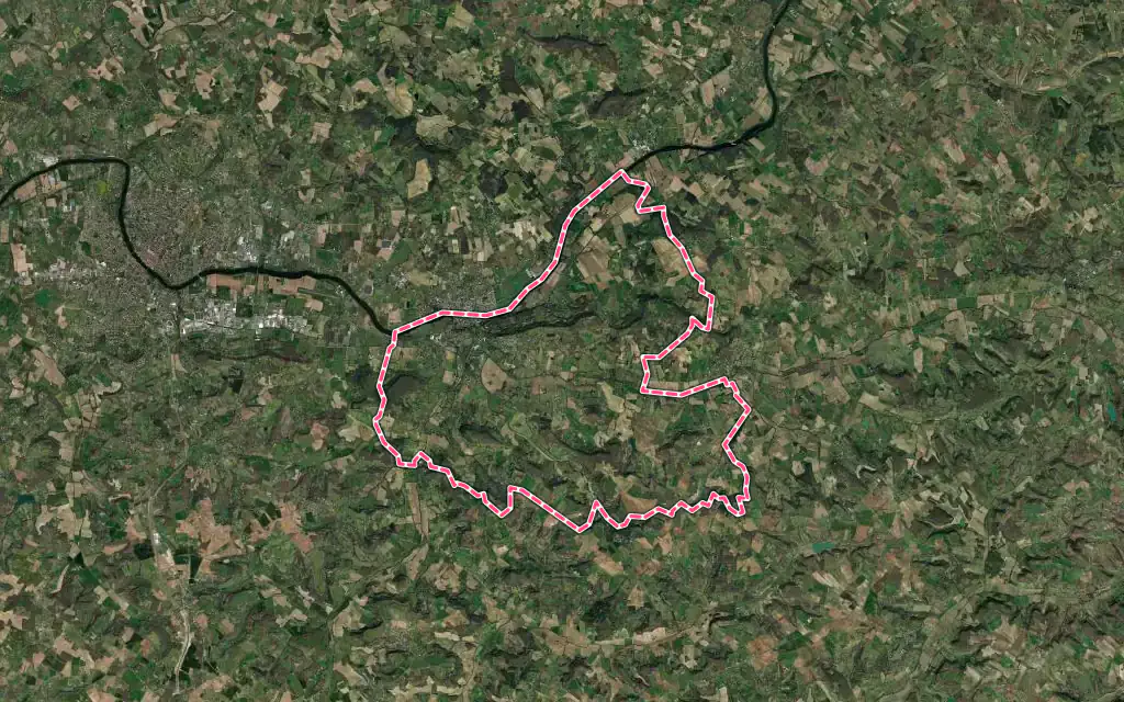 Vue satellite de Penne-d'Agenais avec ses contours administratifs