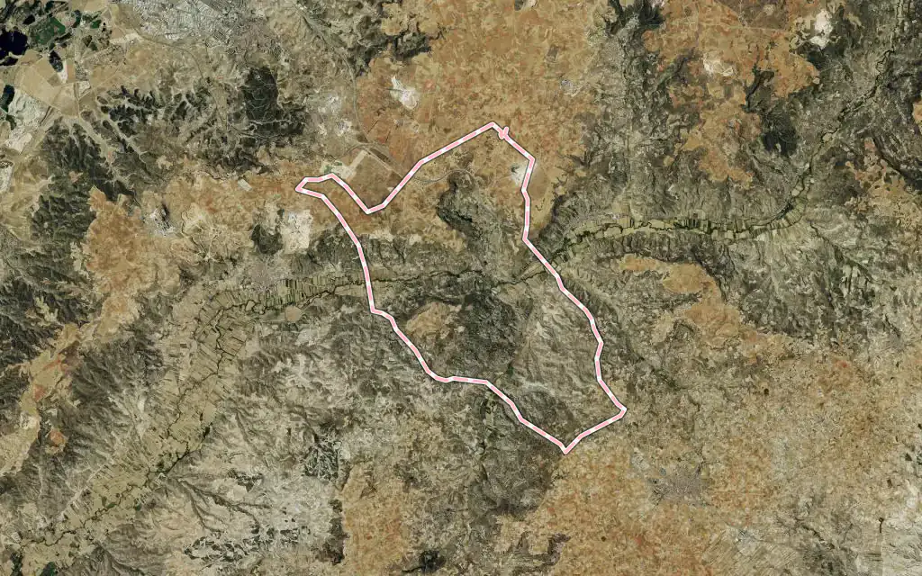 Vista satélite de Perales de Tajuña con su contorno administrativo