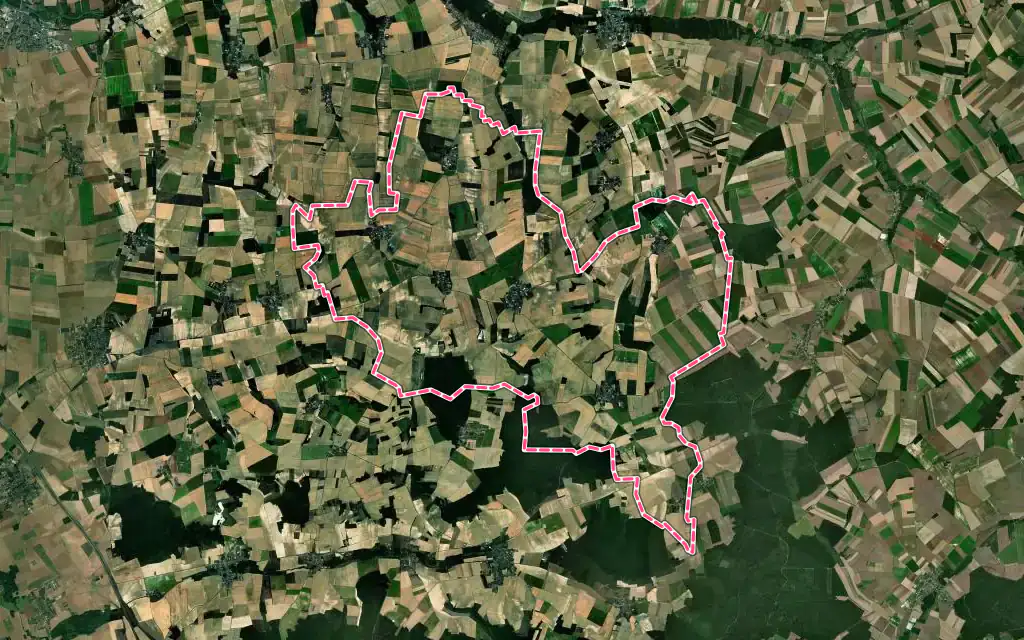 Vue satellite de Perceneige avec ses contours administratifs