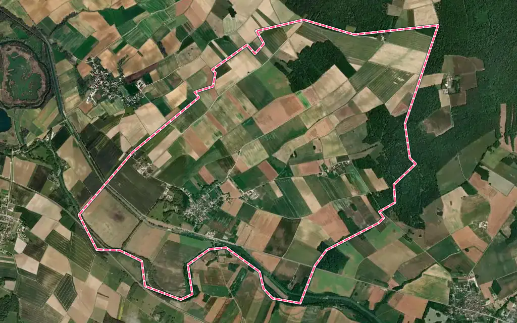 Vue satellite de Percey avec ses contours administratifs