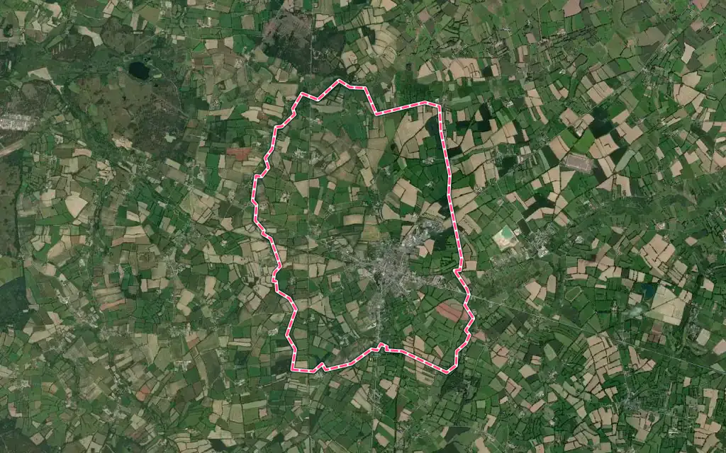 Vue satellite de Périers avec ses contours administratifs