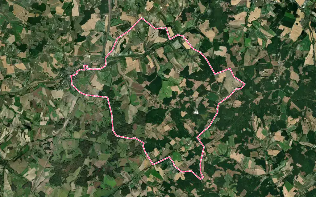 Vue satellite de Pérignac avec ses contours administratifs