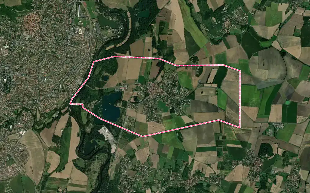 Vue satellite de Pérignat-sur-Allier avec ses contours administratifs