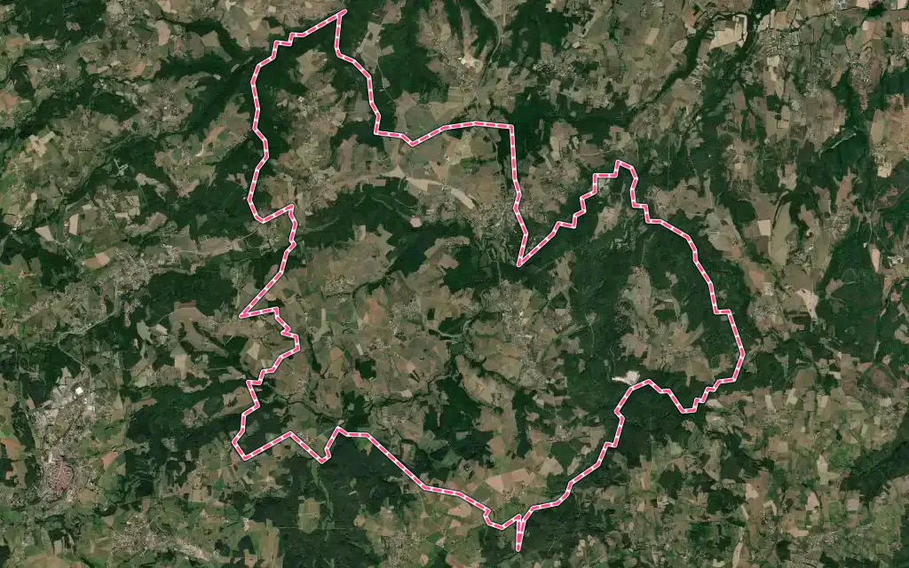 Vue satellite de Périgneux avec ses contours administratifs