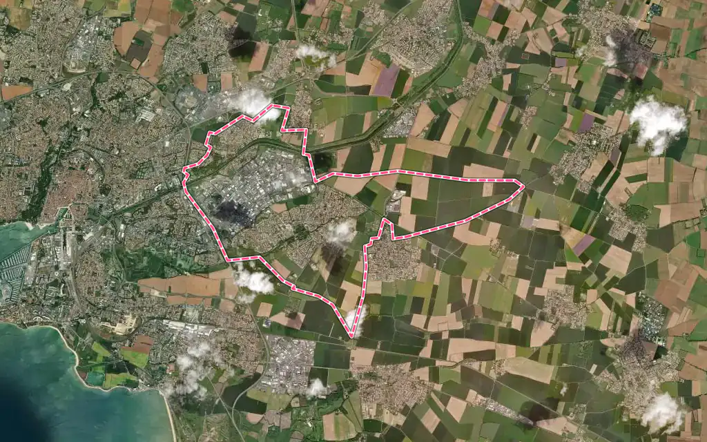 Vue satellite de Périgny avec ses contours administratifs