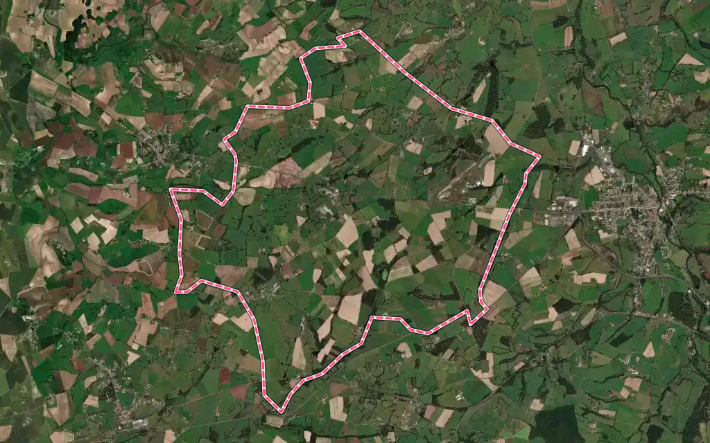 Vue satellite de Périgny avec ses contours administratifs