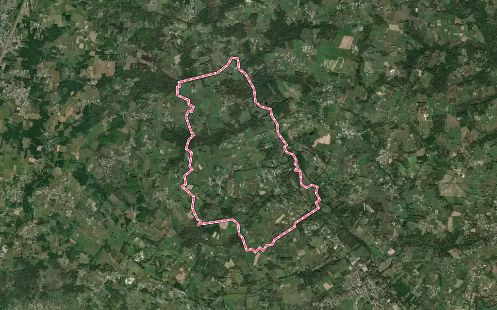 Vue satellite de Périssac avec ses contours administratifs