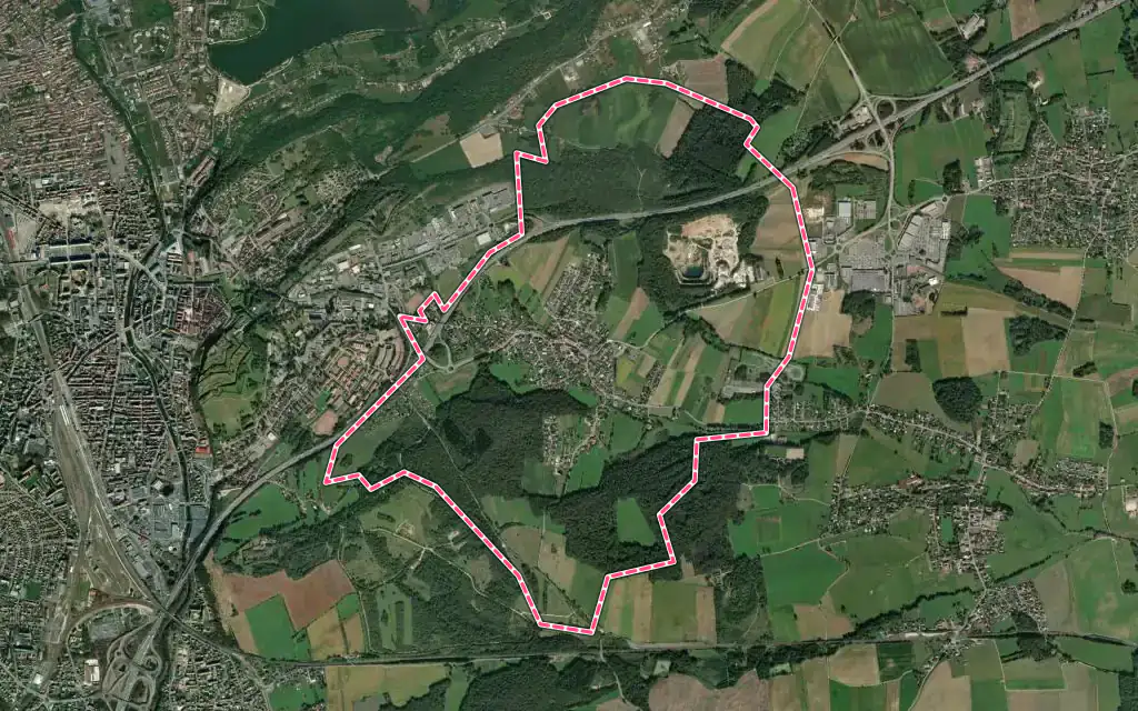 Vue satellite de Pérouse avec ses contours administratifs