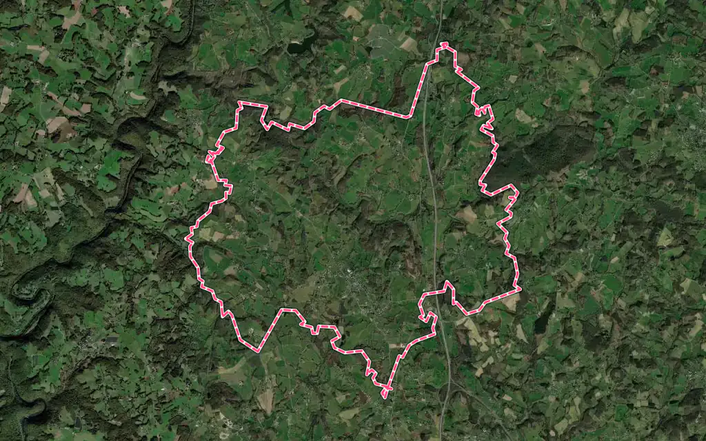 Vue satellite de Perpezac-le-Noir avec ses contours administratifs