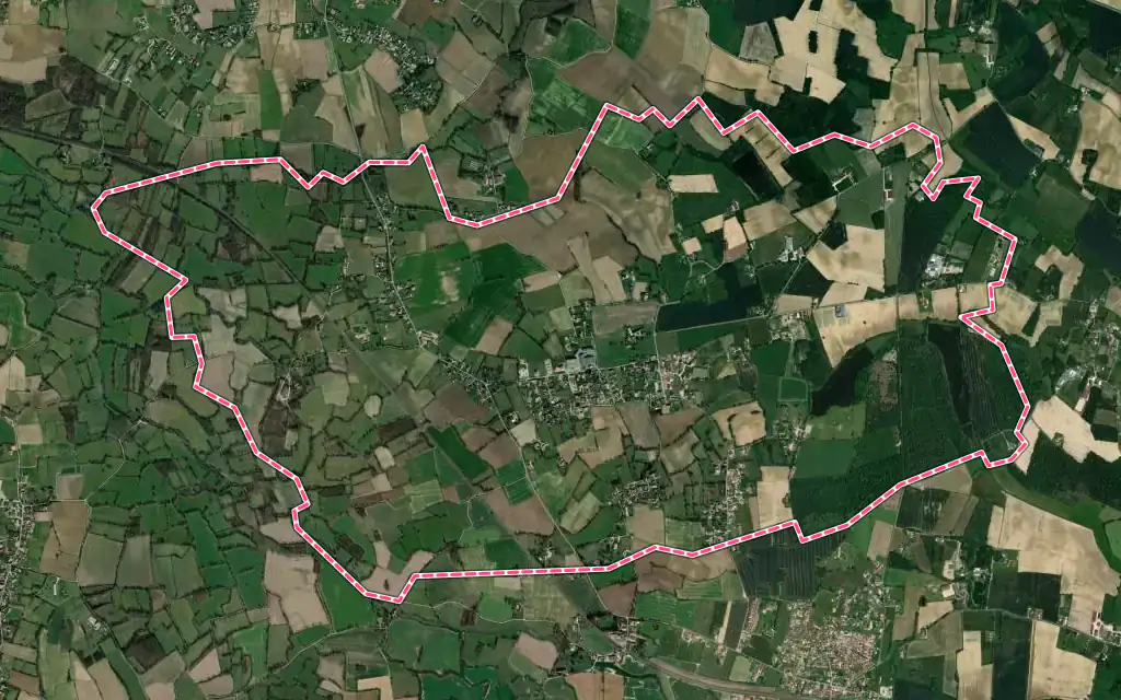 Vue satellite de Perrex avec ses contours administratifs
