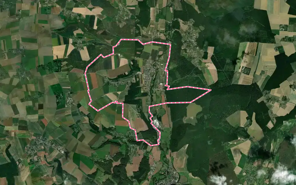 Vue satellite de Perriers-sur-Andelle avec ses contours administratifs