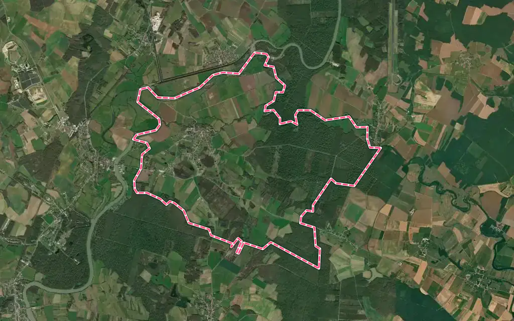 Vue satellite de Perrigny-sur-l'Ognon avec ses contours administratifs
