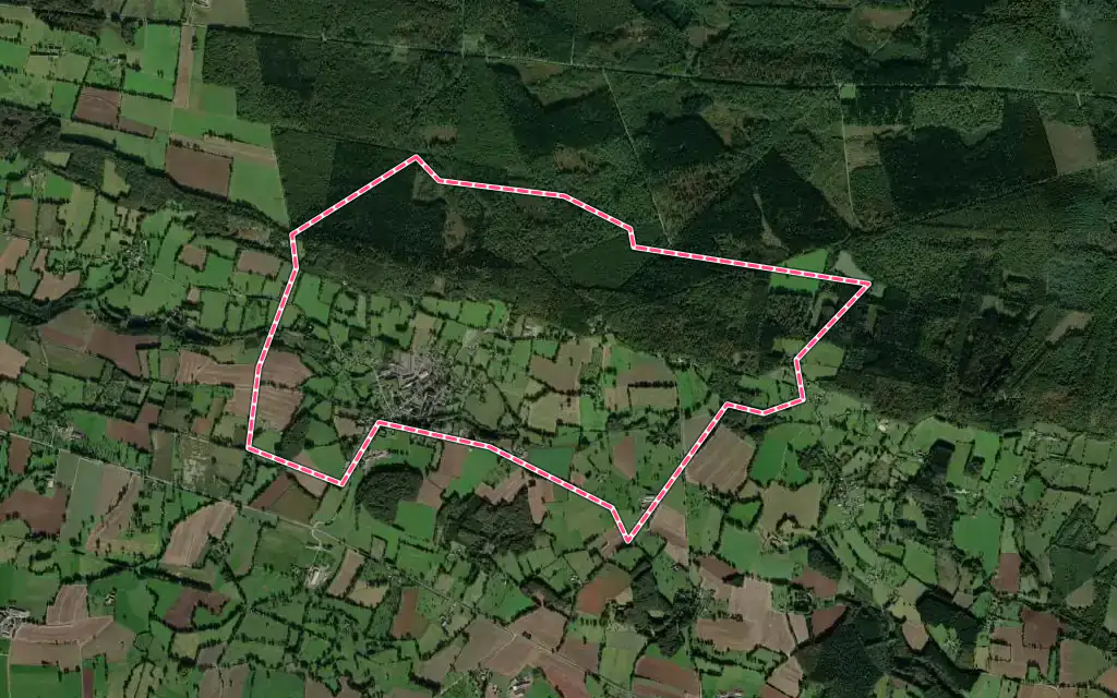 Vue satellite de Perrou avec ses contours administratifs