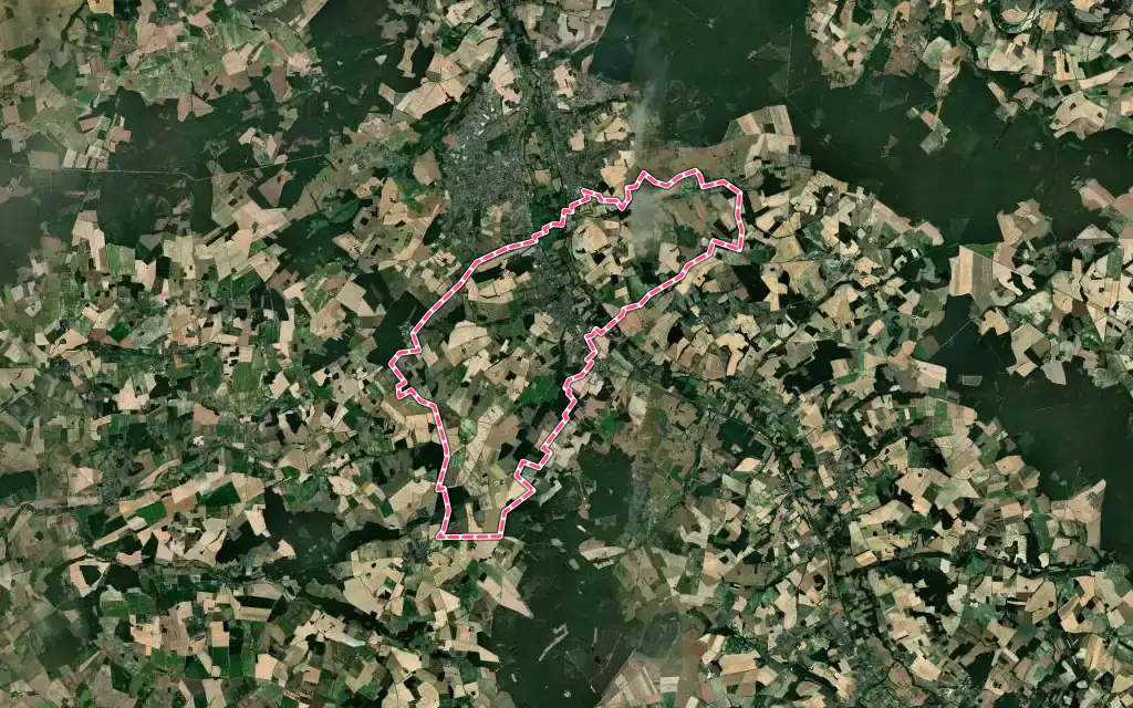Vue satellite de Perrusson avec ses contours administratifs