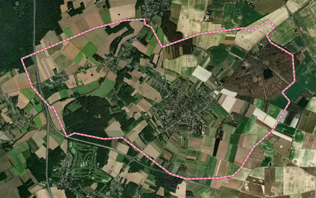 Vue satellite de Perthes avec ses contours administratifs