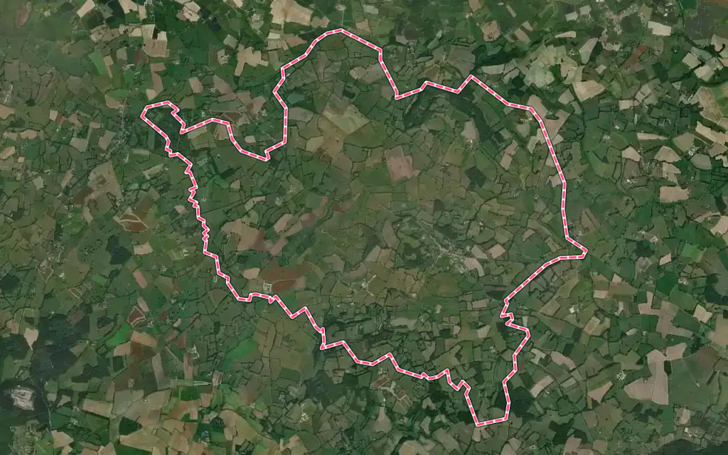 Vue satellite de Pervenchères avec ses contours administratifs