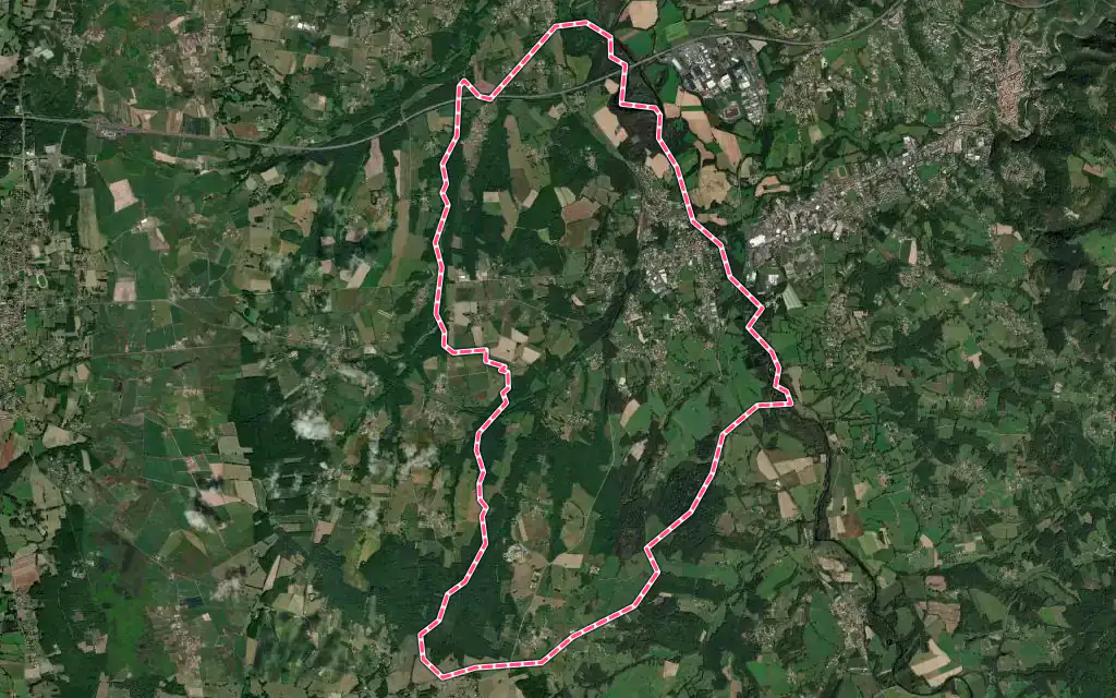 Vue satellite de Peschadoires avec ses contours administratifs