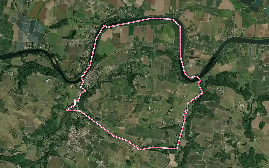 Vue satellite de Pessac-sur-Dordogne avec ses contours administratifs