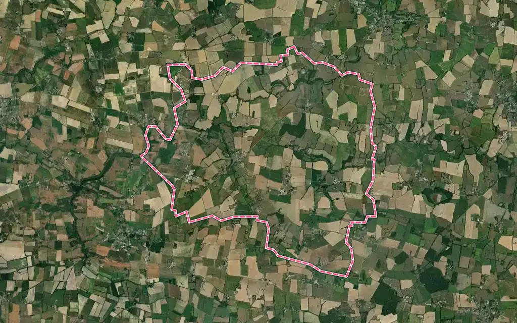 Vue satellite de Petit-Auverné avec ses contours administratifs