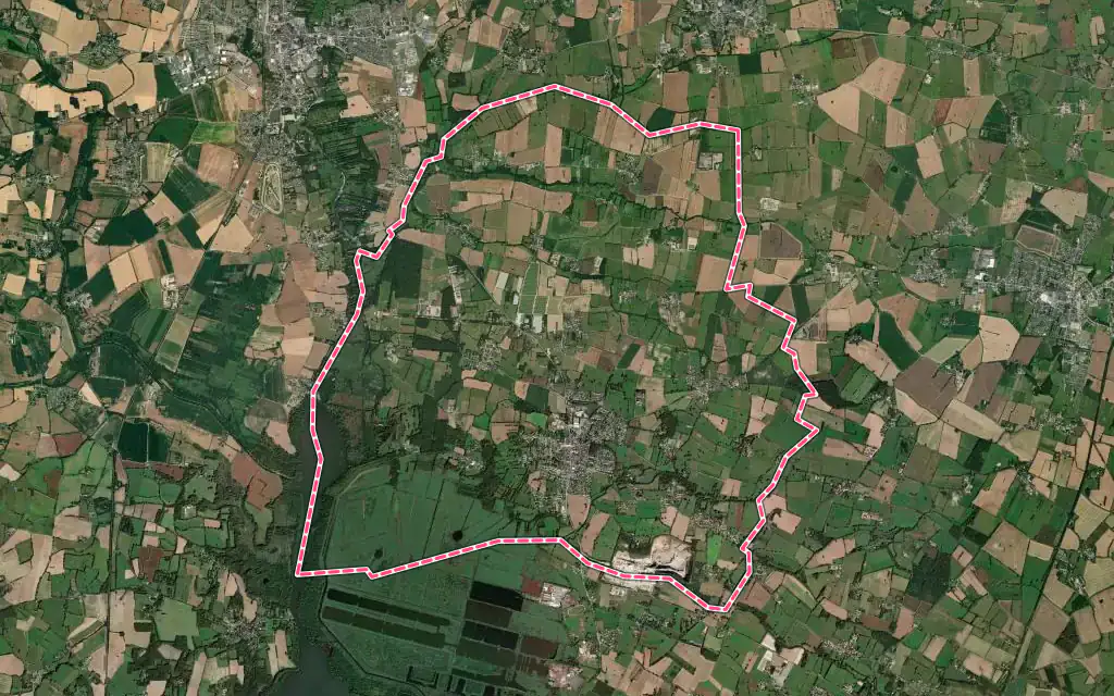 Vue satellite de Petit-Mars avec ses contours administratifs