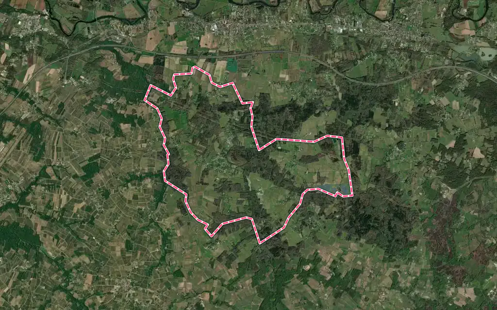 Vue satellite de Petit-Palais-et-Cornemps avec ses contours administratifs