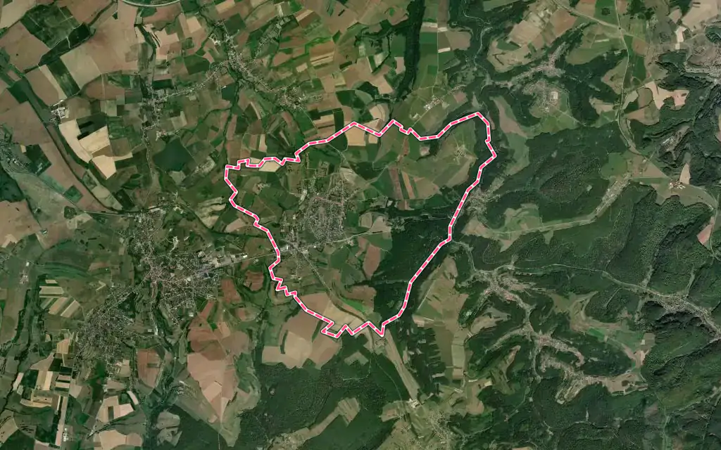 Vue satellite de Petit-Réderching avec ses contours administratifs