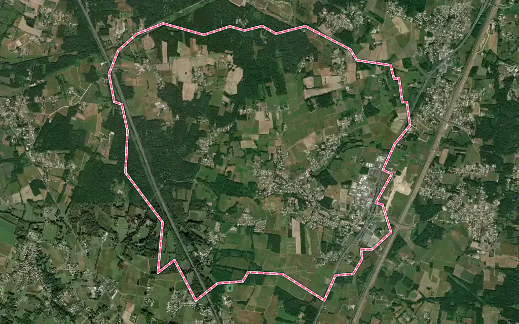 Vue satellite de Peujard avec ses contours administratifs