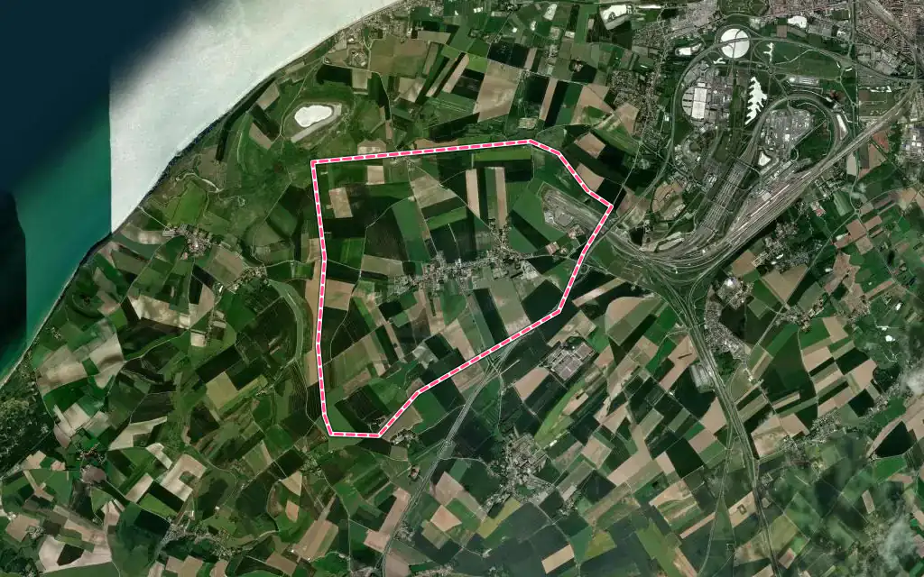Vue satellite de Peuplingues avec ses contours administratifs