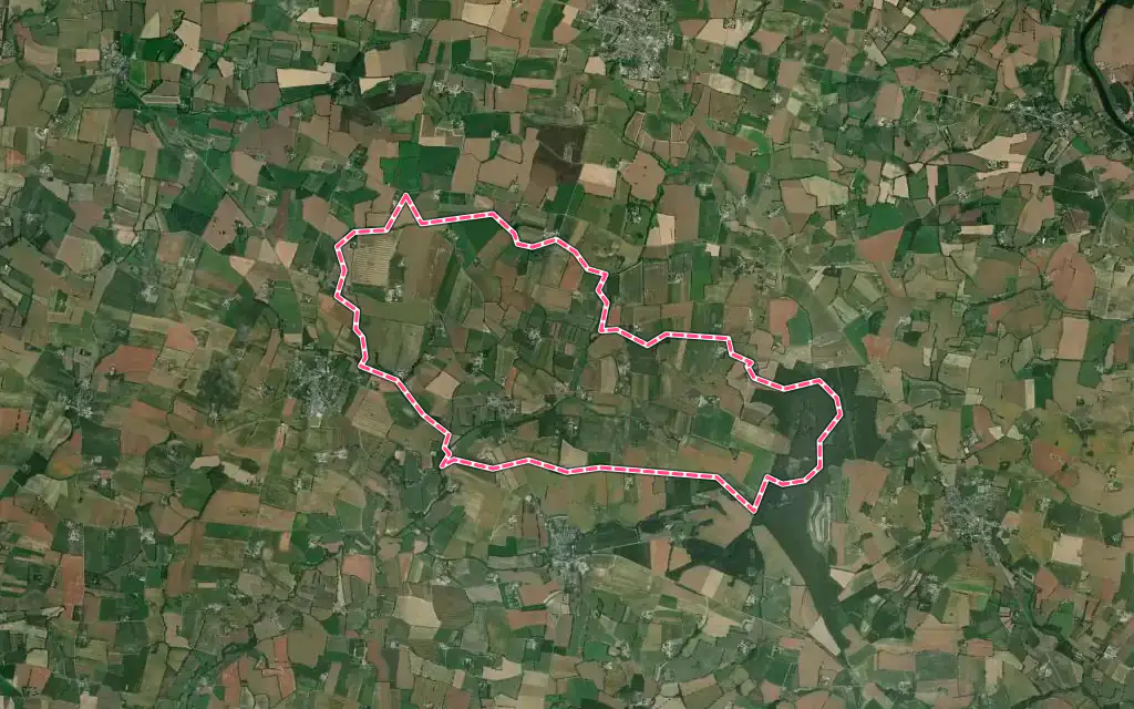 Vue satellite de Peuton avec ses contours administratifs