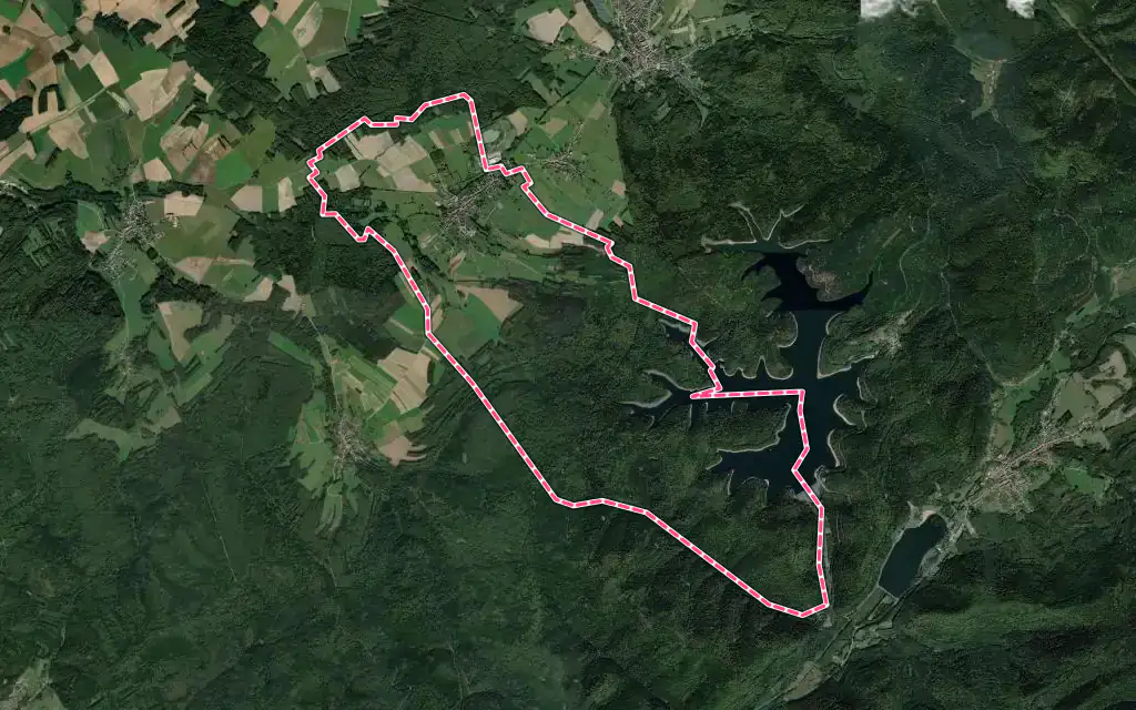 Vue satellite de Pexonne avec ses contours administratifs