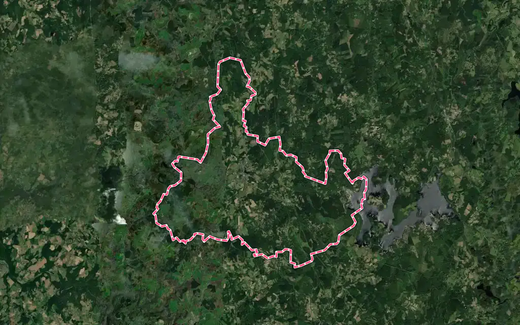 Vue satellite de Peyrat-le-Château avec ses contours administratifs