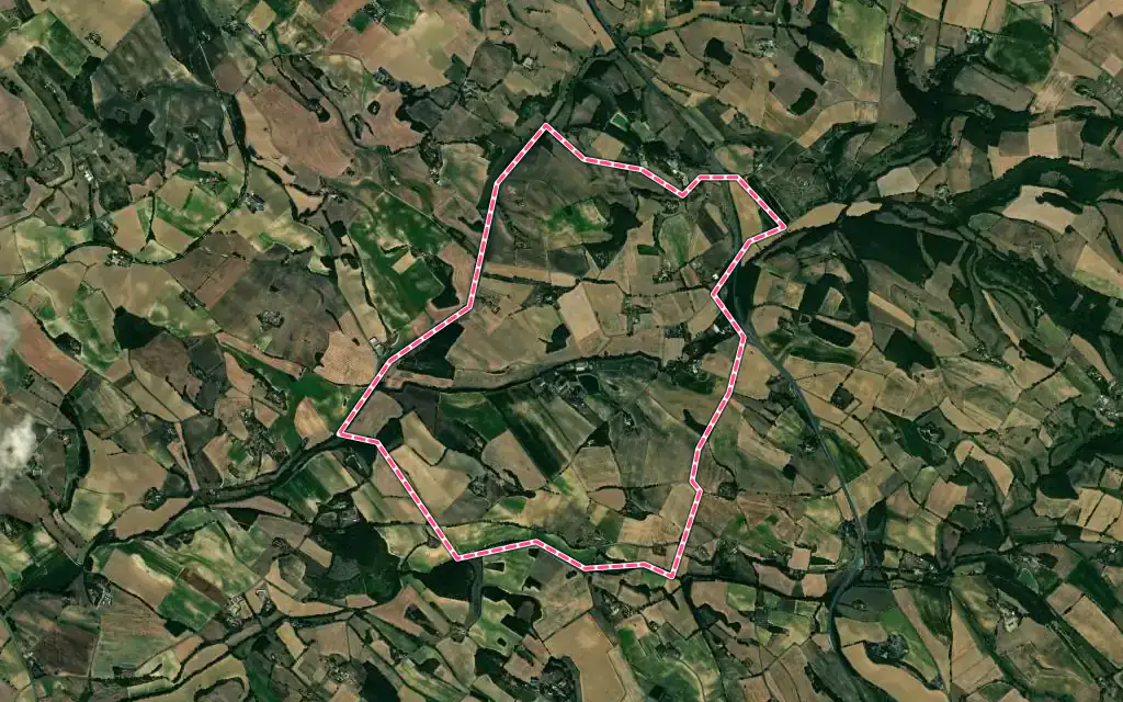 Vue satellite de Peyregoux avec ses contours administratifs
