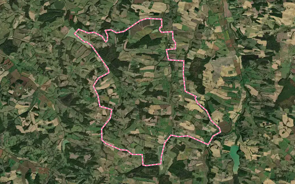 Vue satellite de Peyrusse-Grande avec ses contours administratifs