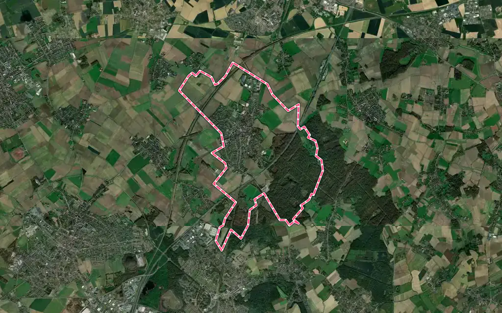 Vue satellite de Phalempin avec ses contours administratifs
