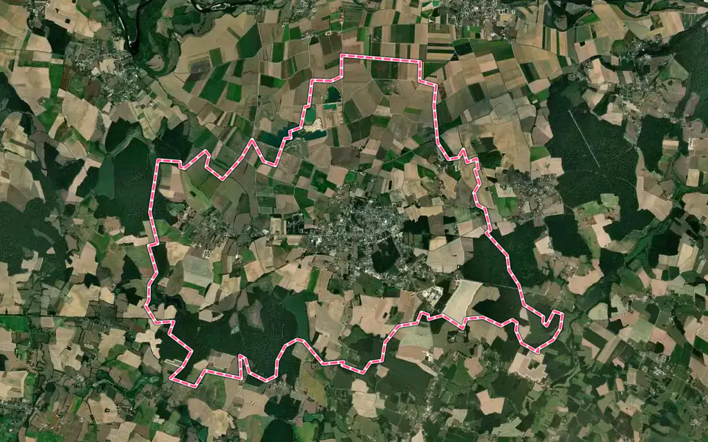 Vue satellite de Pierre-de-Bresse avec ses contours administratifs