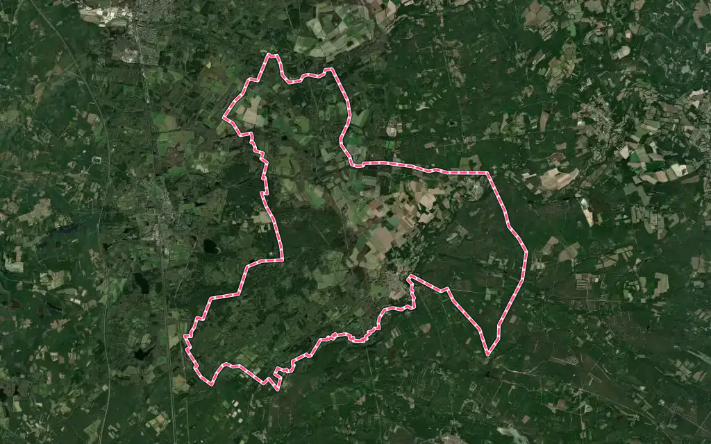 Vue satellite de Pierrefitte-sur-Sauldre avec ses contours administratifs