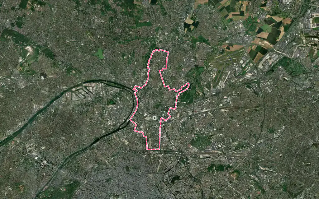 Vue satellite de Pierrefitte-sur-Seine avec ses contours administratifs