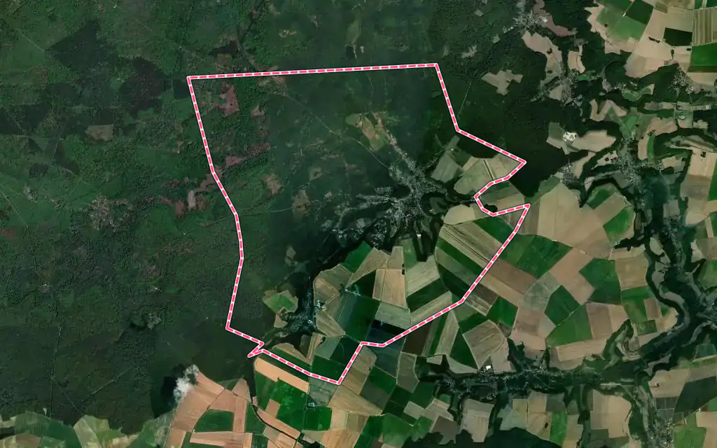 Vue satellite de Pierrefonds avec ses contours administratifs