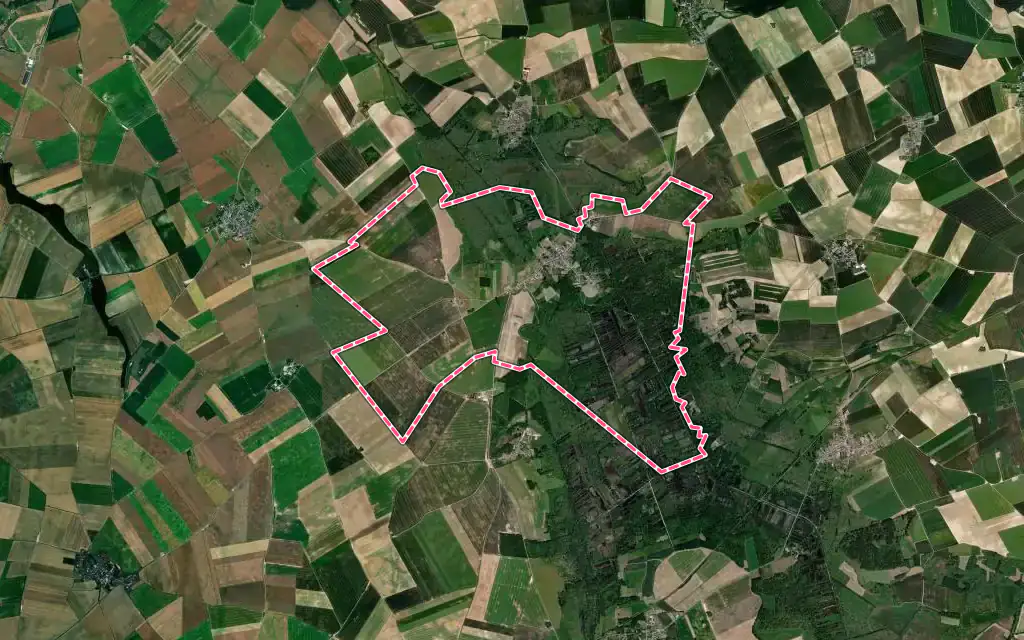 Vue satellite de Pierrepont avec ses contours administratifs