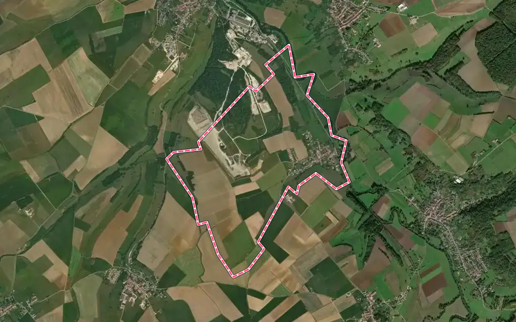 Vue satellite de Pierreville avec ses contours administratifs