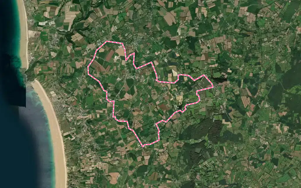 Vue satellite de Pierreville avec ses contours administratifs