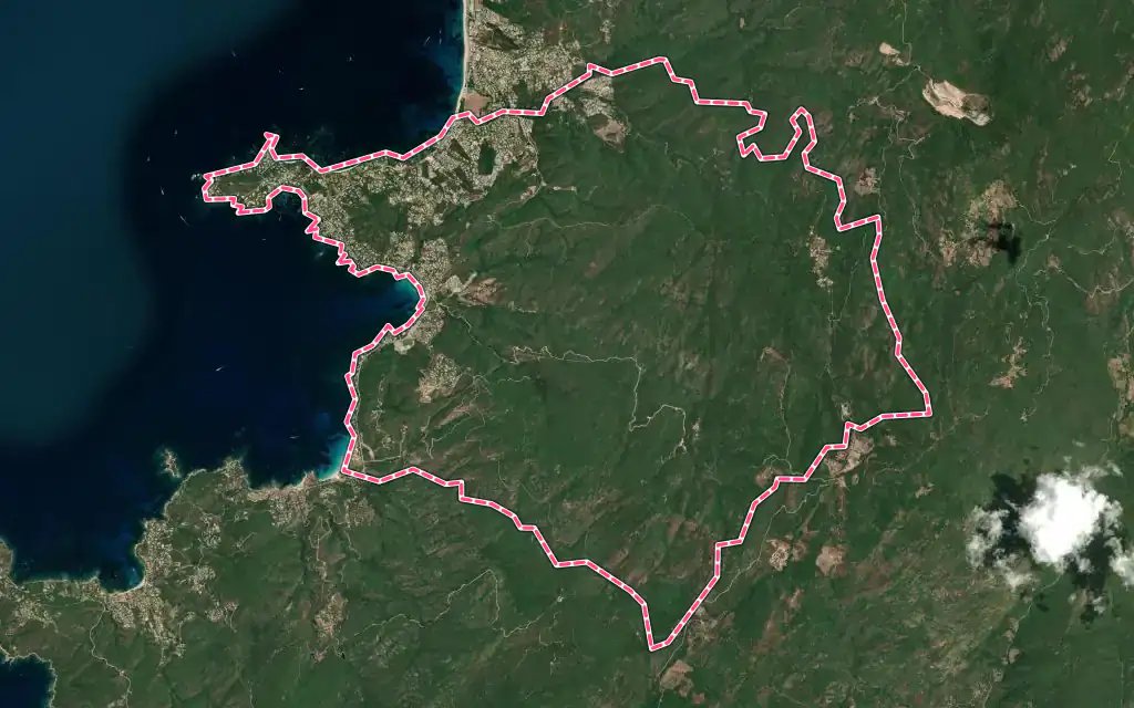Vue satellite de Pietrosella avec ses contours administratifs
